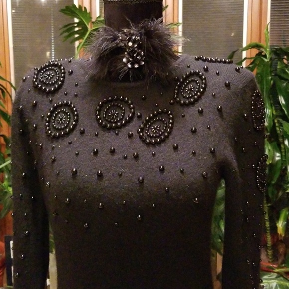 Vintage Dresses & Skirts - Vintage Outlander Beaded Black Dress